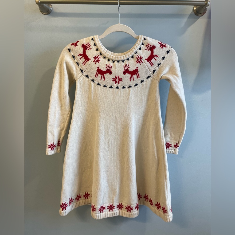 Holiday sweater dress with matching tights